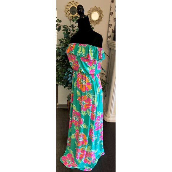 Lilly Pulitzer Floral Maxi Dress - Turquoise and Pink - Picture 4 of 6